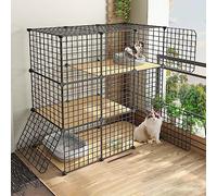 HYJYGM Cages Indoor Outdoor Enclosures Detachable Animal Cage Playpen Puppy Crate Semi-Enclosed Cabinet - For Small Pet Cat Puppy,Black,111x49x109cm