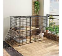 HYJYGM Cages Indoor Outdoor Enclosures Detachable Animal Cage Playpen Puppy Crate Semi-Enclosed Cabinet - For Small Pet Cat Puppy,Black,111x49x73cm