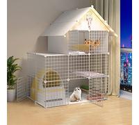 HYJYGM Cages Small Animals,Guinea Pig with Top,Kitten For Indoor Cats,Collapsible Pet Cage,Portable Cat Cage Black/White Sizes,White-111 * 146cm-B