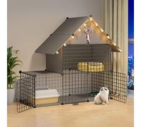 HYJYGM Cages Small Animals,Guinea Pig with Top,Kitten For Indoor Cats,Collapsible Pet Cage,Portable Cat Cage Black/White Sizes,Black-111 * 109cm