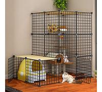 HYJYGM Cat Cage, Ferret Fence, Outdoor Kennel Folding Cages, Wire Mesh, Large Interior,