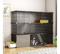 HYJYGM Cat Cage Indoor Cat Cages Playpen Detachable Metal Wire Kitten Cage Pet Cat Kennel Enclosures with Door For Kitten Small Animals,Black-139x37x109cm