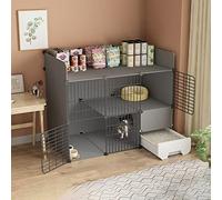 HYJYGM Collapsible Cage,Kitten For Indoor Cats,Cat with Litter Box,2 Tier Cat Cage Large, Pet Playpen,For Kitten Exercise,111 * 89cm-B