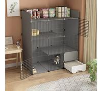 HYJYGM Collapsible Cage,Kitten For Indoor Cats,Cat with Litter Box,2 Tier Cat Cage Large, Pet Playpen,For Kitten Exercise,111 * 124cm-B