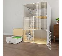 HYJYGM Collapsible Cat Cage,Pet Cages For Small Animals,Portable Cat Cage,Cat Cages Indoor Large with Litter Box + Cat Litter Shovel + Ladder,Black-111 * 49 * 111cm-A