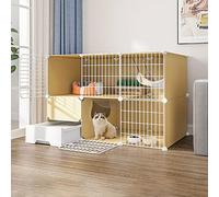 HYJYGM Crate Cage Indoor Pet Playpen with Litter Box Enclosure Small Animal Detachable Cat House Kitten Crate,Exercise Place Ideal For 1-3 Cat,75x49x109cm