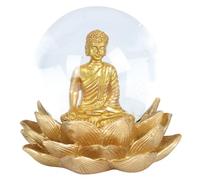HYJYGM Creative Crystal Buddha Statue Ornament with Base Unique Glass Dome Sculpture for Home and Office Decoration Delicate Workmanship Spiritual Figurine