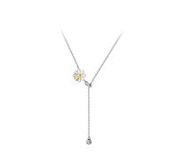 HYJYGM Enamel Falling Petal Daisy Tassel Zirconia Pendant Necklace for Women Fine Jewelry Girl Gift