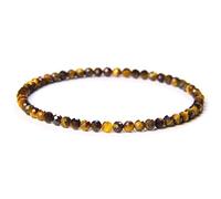 HYJYGM Handmade Beads Women Faceted Labradorite Crystal Quartzs Natural Stone for Women Femme Bangle Men,4mm Tiger Eye