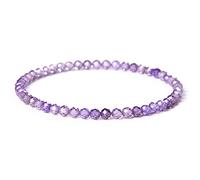 HYJYGM Handmade Beads Women Faceted Labradorite Crystal Quartzs Natural Stone for Women Femme Bangle Men,4mm Amethyst