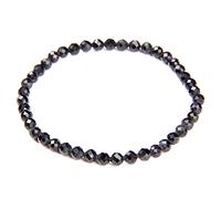 HYJYGM Handmade Beads Women Faceted Labradorite Crystal Quartzs Natural Stone for Women Femme Bangle Men,4mm Obsidian