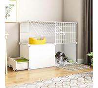 HYJYGM House Cage,Indoor Cages Playpen Detachable Metal Wire Kitten Cage Pet Kennel Enclosures with Door For Cat and Small Animals,White-95x37x73cm