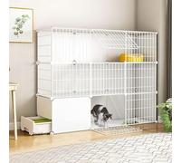 HYJYGM House Cage,Indoor Cages Playpen Detachable Metal Wire Kitten Cage Pet Kennel Enclosures with Door For Cat and Small Animals,Black-139x37x109cm