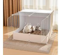 HYJYGM House Cages,Indoor Enclosure Kennel Kitten Dog Crates Large Dogs Ferret Cage Pet Playpen For Cat and Small Animals,White-A