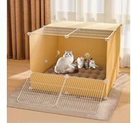 HYJYGM House Cages,Indoor Enclosure Kennel Kitten Dog Crates Large Dogs Ferret Cage Pet Playpen For Cat and Small Animals,Yellow-B