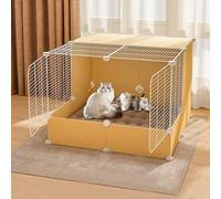HYJYGM House Cages,Indoor Enclosure Kennel Kitten Dog Crates Large Dogs Ferret Cage Pet Playpen For Cat and Small Animals,Yellow-A
