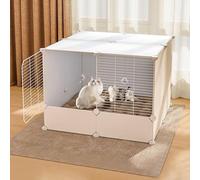 HYJYGM House Cages,Indoor Enclosure Kennel Kitten Dog Crates Large Dogs Ferret Cage Pet Playpen For Cat and Small Animals,White-D