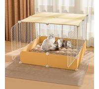HYJYGM House Cages,Indoor Enclosure Kennel Kitten Dog Crates Large Dogs Ferret Cage Pet Playpen For Cat and Small Animals,Yellow-C