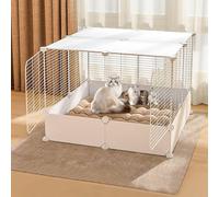HYJYGM House Cages,Indoor Enclosure Kennel Kitten Dog Crates Large Dogs Ferret Cage Pet Playpen For Cat and Small Animals,White-C