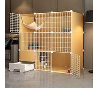 HYJYGM House Large - Playpen Detachable Metal Wire Indoor Kennels Crate Cage with Litter Box For Cat and Small Animals,One Color-111x49x109cm