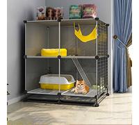 HYJYGM Indoor Cage Kennel Enclosures Detachable Cat Playpen Ferret Crate,with Ramp Ladders and Bed Pet Large Exercise Place Ideal For 1-4 Cat,72x37x82cm
