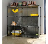 HYJYGM Indoor Cage Kennel Enclosures Detachable Cat Playpen Ferret Crate,with Ramp Ladders and Bed Pet Large Exercise Place Ideal For 1-4 Cat,107x47x107cm