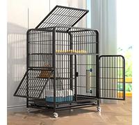 HYJYGM Indoor Cage,Small Animal Cages Door Locks Tray Metal Cat Crate Ferret Pet Cage with Doors Ramp Ladders Suitable For Ferret,Bunny and Chinchill,Black-Set B-78 55*