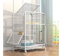 HYJYGM Indoor Cage,Small Animal Cages Door Locks Tray Metal Cat Crate Ferret Pet Cage with Doors Ramp Ladders Suitable For Ferret,Bunny and Chinchill,White-Set B-78 55*