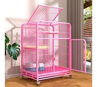 HYJYGM Indoor Cage,Small Animal Cages Door Locks Tray Metal Cat Crate Ferret Pet Cage with Doors Ramp Ladders Suitable For Ferret,Bunny and Chinchill,Pink-Set C-78 1