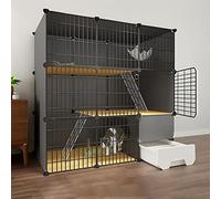 HYJYGM Indoor Cage with Litter Box,Large Tier Enclosure,Indoor Cat Cages Small Animal,Exercise Place Ideal For 1-3 Cat,111x49x111cm-B