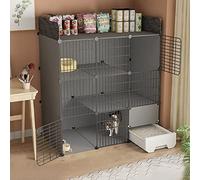 HYJYGM Indoor,Cat with Litter Box Enclosure Detachable 2/3 Tier Metal Animal Cage Kitten Cages Extra Large Space For Small Pet Cat Puppy,111x49x124cm
