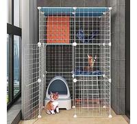 HYJYGM Indoor Enclosures Playpen Detachable Metal Cat Kennels Ferret Small Animal Cage Large Exercise Place Ideal For 1-4 Cats,75x75x109cm