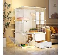 HYJYGM Indoor Playpen,Semi-Enclosed Detachable Crate Cat Enclosure Small Animal Cage with Ladder/Litter Box/Cat Nest/Cat Bowl,Large Exercise Place,Without Wheels-72x37x107cm