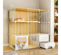 HYJYGM Large Cages Indoor with Litter Box, House Pet Playpen Cat Enclosure Kitten Pen Detachable Metal Wire Kennels Crate,Large Exercise Place,111x39x109cm