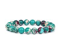 HYJYGM Men's Natural Tiger Eye Lapis Lazuli Beads Bangle Elastic Bracelet - 8mm Polished Stones for Gifts and Occasions