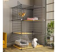 HYJYGM Metal Kennel Ferret Enclosure Chinchilla Ramp/Ladders/Hammock For Pet Closed Cat Cage with Litter Box,White-75x49x109CM