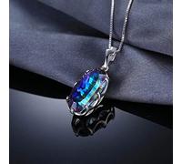 HYJYGM Mystical Blue Rainbow Quartz Pendant Necklace for Women Gemstone no Chain