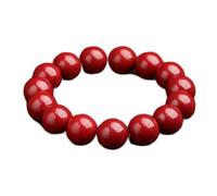 HYJYGM Natural Gemstone, Lucky Fox CharmNatural Cinnabar Balance Red Beaded Bangle for Natal Year Wealth Amulet Attract Money Prosperity Luck,Beads,10mm