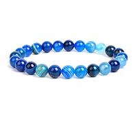 HYJYGM Natural Stone Crystal Jades Bead Bangle Polished Elastic Turquoises Agates Yoga 8mm Trendy Jewelry,Veins Agate,21cm-8.3inch