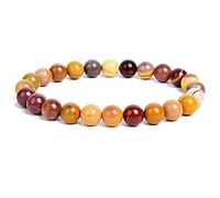 HYJYGM Natural Stone Crystal Jades Bead Bangle Polished Elastic Turquoises Agates Yoga 8mm Trendy Jewelry,Mookaite,19cm-7.5inch