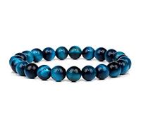 HYJYGM Natural Tiger Eye Lapis Lazuli Beads Bangle 8mm Women's Bracelet,25 Botswana Agate, 19cm