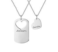 HYJYGM Necklaces Lovers Pendants engrave Name Heart Necklaces Valentine's Day