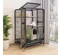 HYJYGM Outdoor Kennel Crate Playpen Enclosure On Wheels Metal Kitten Cage Animals Hutch Oversized Cat Villa - For Small Animal,Puppies,Kitties,BU,78X55X108CM