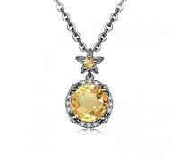 HYJYGM Pendant Necklace for Women Fine Jewelry Yellow Citrine Chain Wedding Engagement Party Valentine Day （Not Include a Chain）