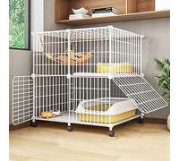 HYJYGM Pet Cages For Cats Large,with Hammock Cat Bed Front Doors Ramp Ladders Perching Shelves,Indoor & Outdoor Portable Metal Wire Yard Fence,2 Layer