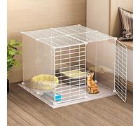 HYJYGM Playpen Enclosure Ferret Cage Dog For Small Dogs Indoor Kennels Detachable Metal Cat Cages Easy To Clean - Large Exercise Place I,White-75X75X47CM