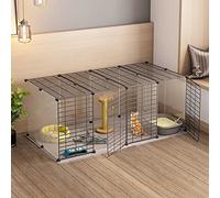 HYJYGM Playpen Enclosure Ferret Cage Dog For Small Dogs Indoor Kennels Detachable Metal Cat Cages Easy To Clean - Large Exercise Place I,Black-147X75X47CM