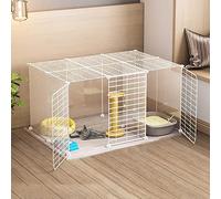 HYJYGM Playpen Enclosure Ferret Cage Dog For Small Dogs Indoor Kennels Detachable Metal Cat Cages Easy To Clean - Large Exercise Place I,White-111X75X47CM