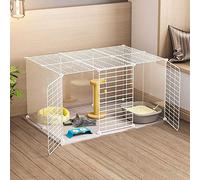 HYJYGM Playpen Enclosure Ferret Cage Dog For Small Dogs Indoor Kennels Detachable Metal Cat Cages Easy To Clean - Large Exercise Place I,White-111X75X47CM