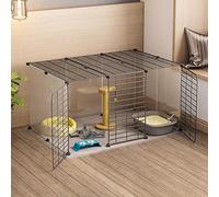 HYJYGM Playpen Enclosure Ferret Cage Dog For Small Dogs Indoor Kennels Detachable Metal Cat Cages Easy To Clean - Large Exercise Place I,Black-111X75X47CM